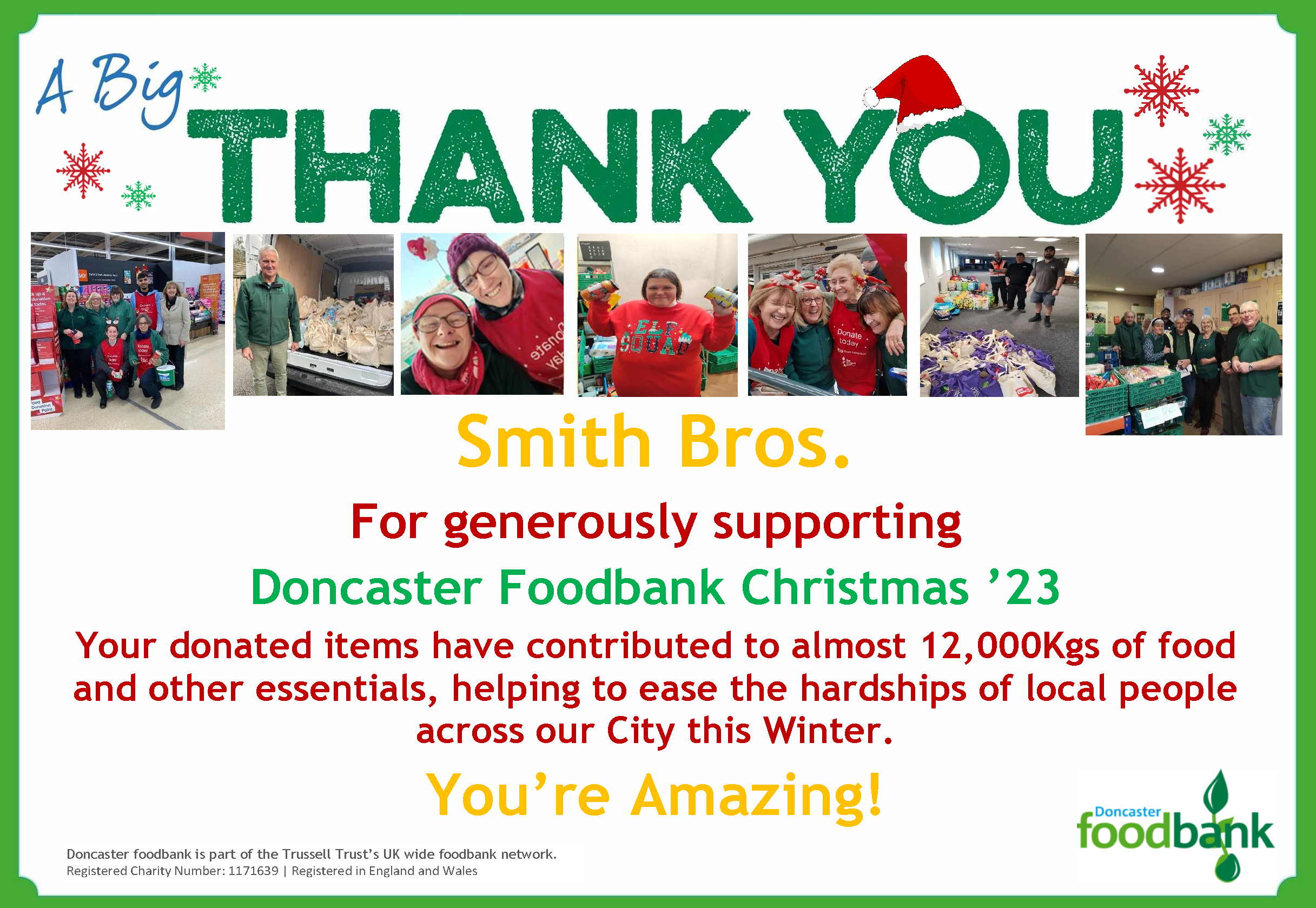 Doncaster Foodbank Charity Work Over Christmas
